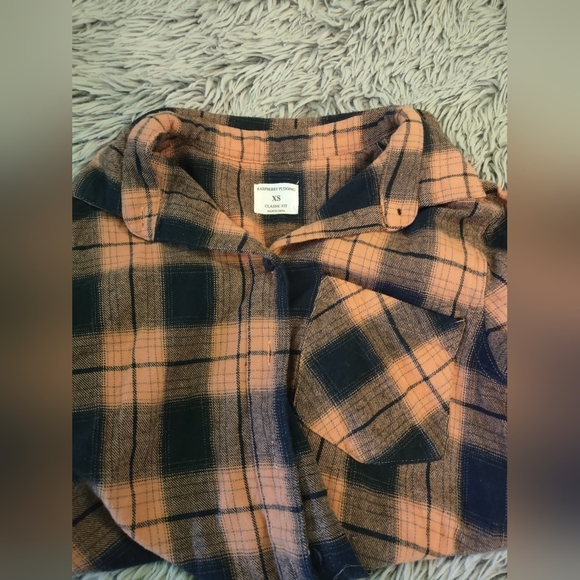 Women's Plaid Flannel Shirt in Orange and Black - Picture 2 of 4